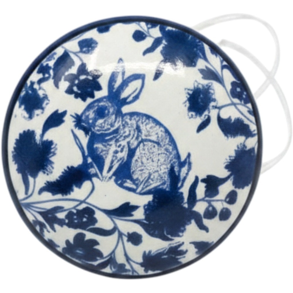 Hobby Lobby Ceramic Drawer Knob Blue White Rabbit Floral Toile 2352128